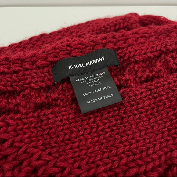 Isabel Marant extra long cable knit scarf, red, 100% wool - Picture 5 of 5